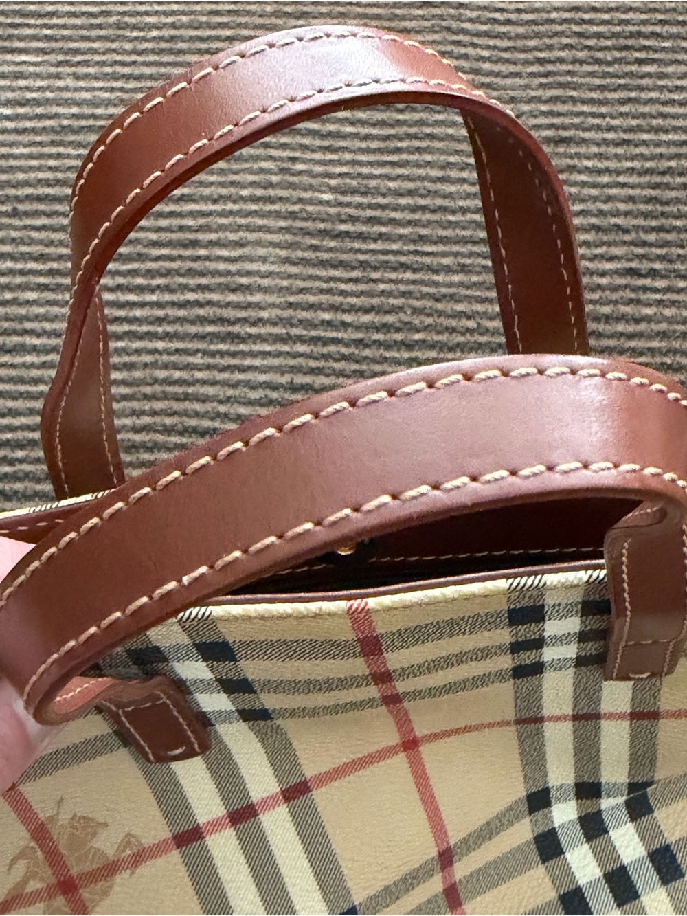Burberry Nova Check Haymarket Coated Canvas Small Tote Bag L8.5 in x 7.5 in x4in - Picture 6 of 10